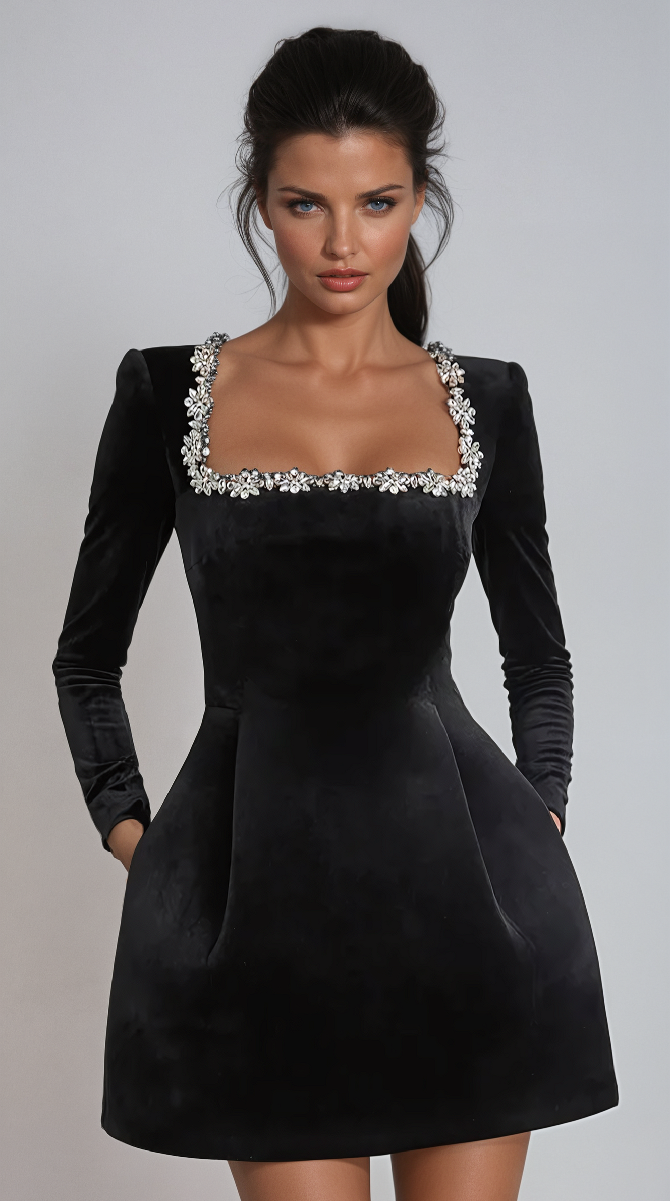 AMBER VELVET MINI DRESS