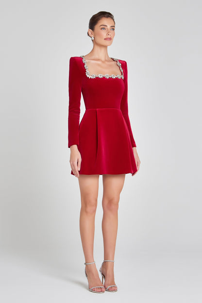 AMBER VELVET MINI DRESS