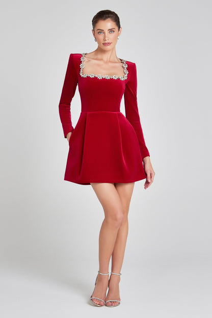 AMBER VELVET MINI DRESS